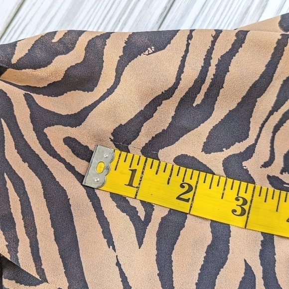 Rebecca Minkoff Isabella Tiger Print Crepe Mini Dress in Black and Tan Sz Small - Picture 15 of 16